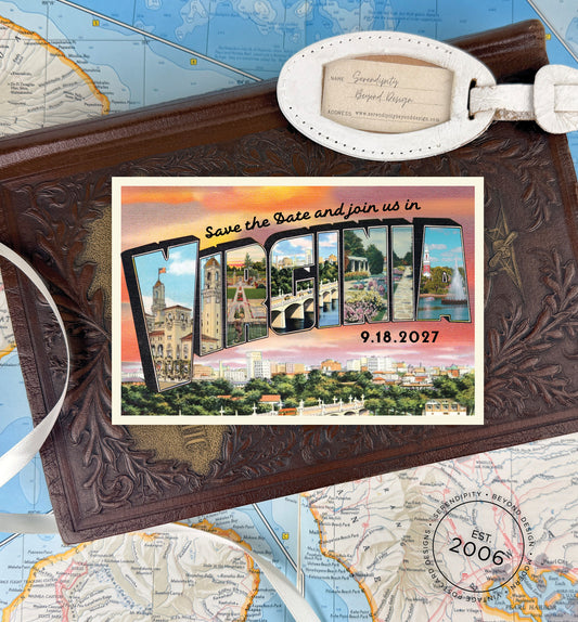 Save the Date - Richmond, Virginia - Vintage Large Letter Postcard