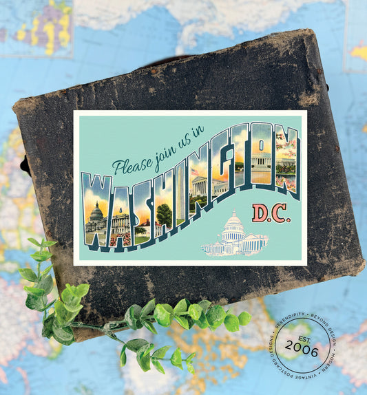 Save the Date - Washington DC - Vintage Large Letter Postcard